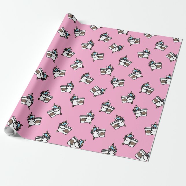 Unicorns and Coffee Wrapping Paper (Unrolled)
