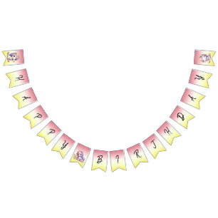 Unicorns and daisies, "Happy Birthday" Bunting