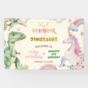 Unicorns and Dinosaurs Joint Sibling Welcome Sign