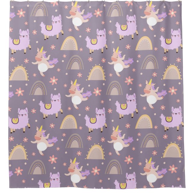 Unicorns And Llamas  Shower Curtain (Front)