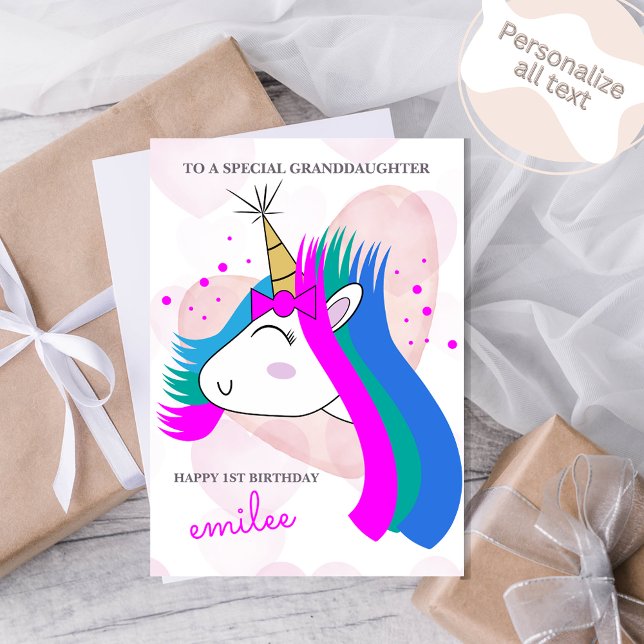 Unicorns and Pink Hearts Birthday Card (Creator Uploaded)