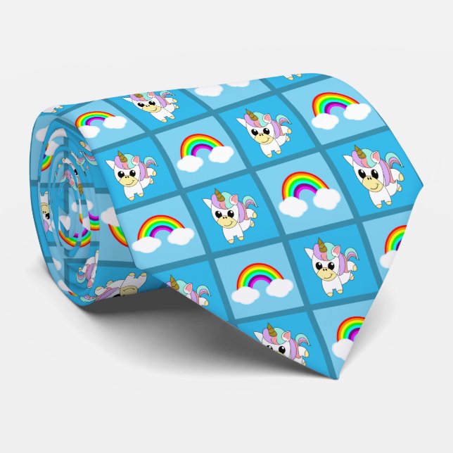 Unicorns And Rainbows Patchwork Tie (Rolled)