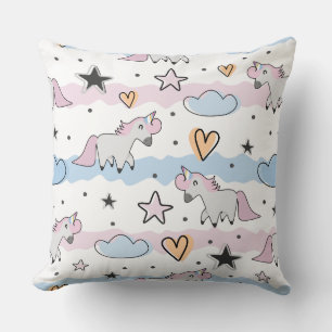 Unicorns and stars pattern cushion