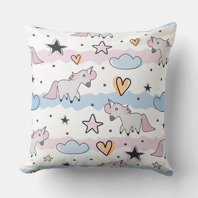 Unicorns and stars pattern cushion (Front)