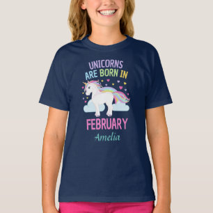 Unicorns are Born In February Personalised T-Shirt