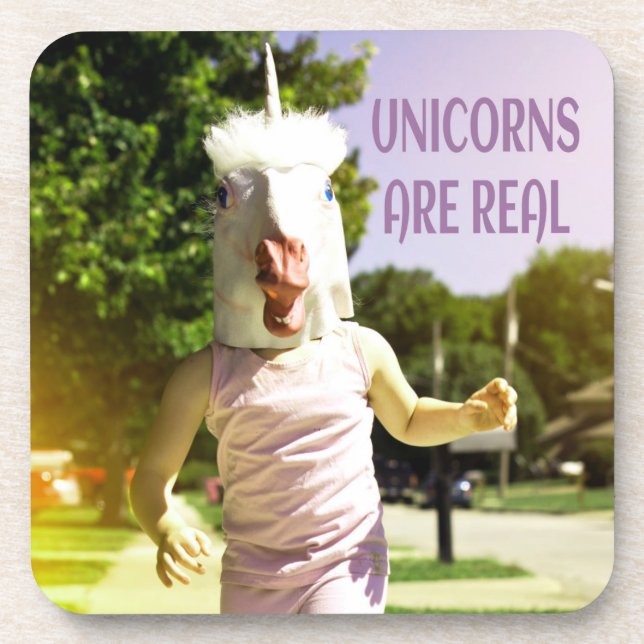 Unicorns Are Real Funny Humour Coaster (Front)