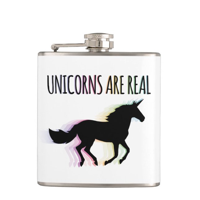 Unicorns are Real Hip Flask (Front)