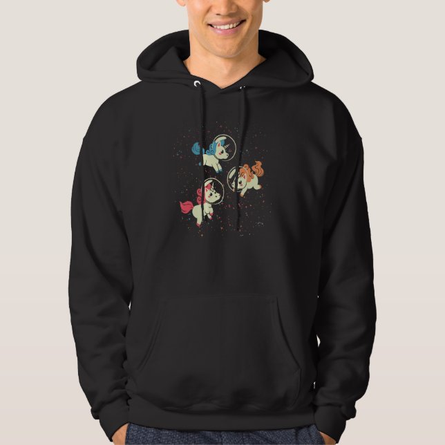 Unicorns Astronaut Outer Space Magical Animal Gala Hoodie (Front)