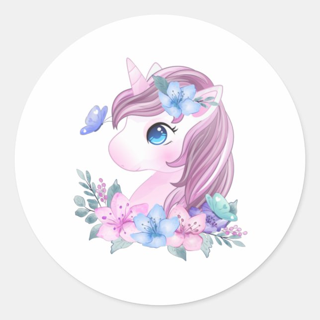 "Unicorns" Classic Round Sticker (Front)