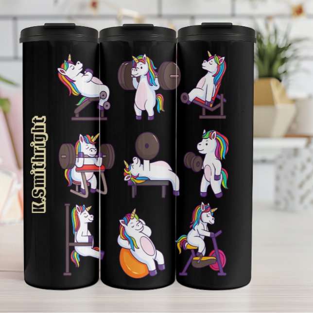 Unicorns Doing a Gym Workout Thermal Tumbler (Creator Uploaded)