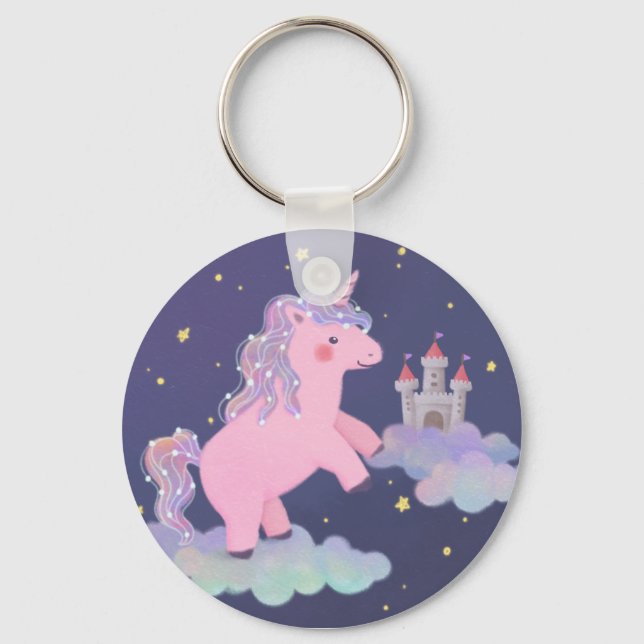 Unicorn's Dream Fantasy Illustration Key Ring (Front)