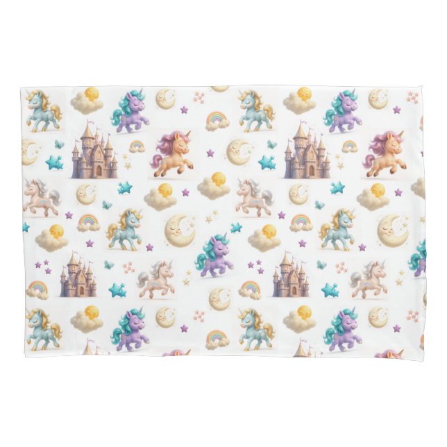 Unicorns & Fairytale Castle - Fantasy Design Pillowcase (Front)