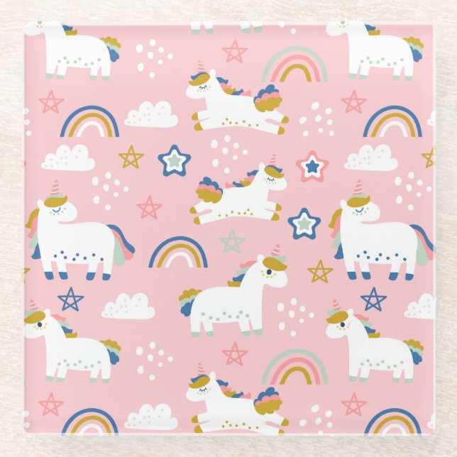 Unicorns Glass Coaster (Front)