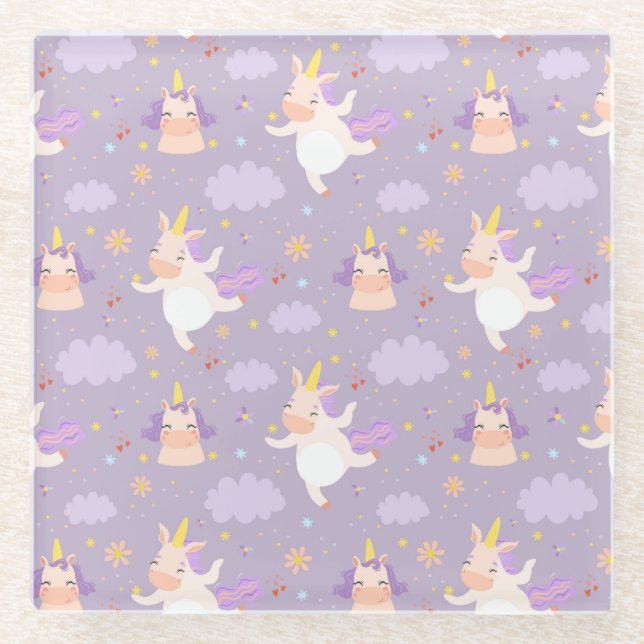 Unicorns Glass Coaster (Front)
