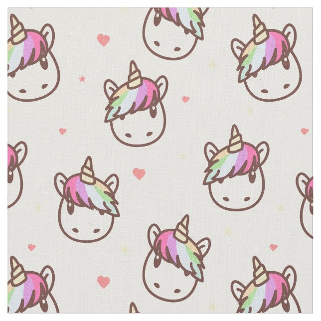 Unicorns & Hearts Fabric (Close Up)