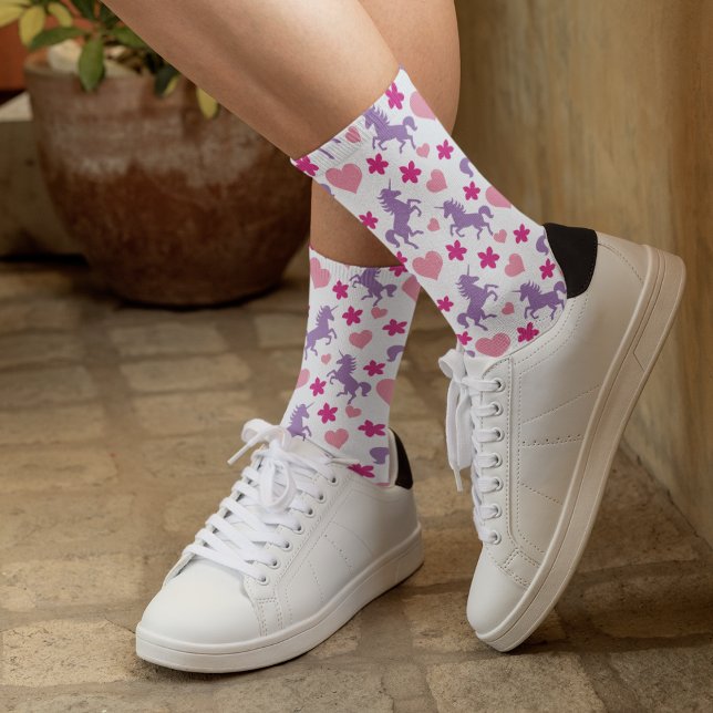 Unicorns & Hearts Pattern Socks (Creator Uploaded)