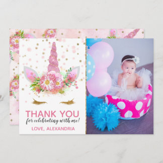 Unicorns in Bloom Thank You Card