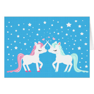 Unicorns in love blank card