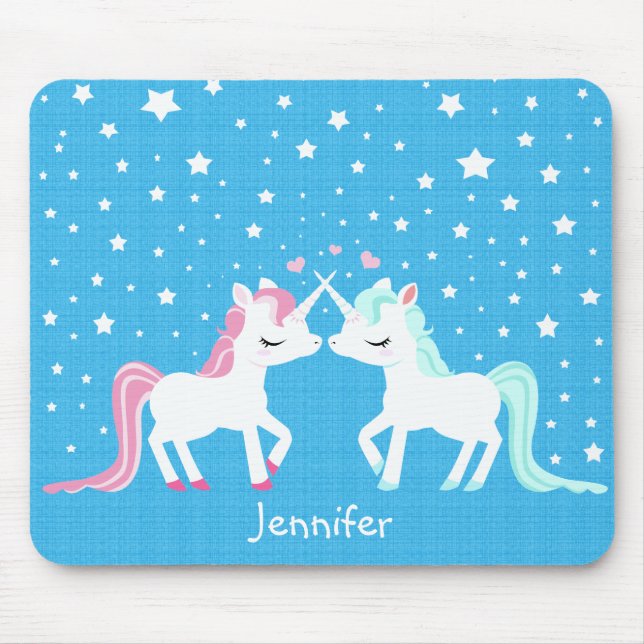 Unicorns in love mousepad Customisable (Front)