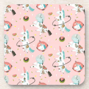 Unicorns In Space Pattern Coaster