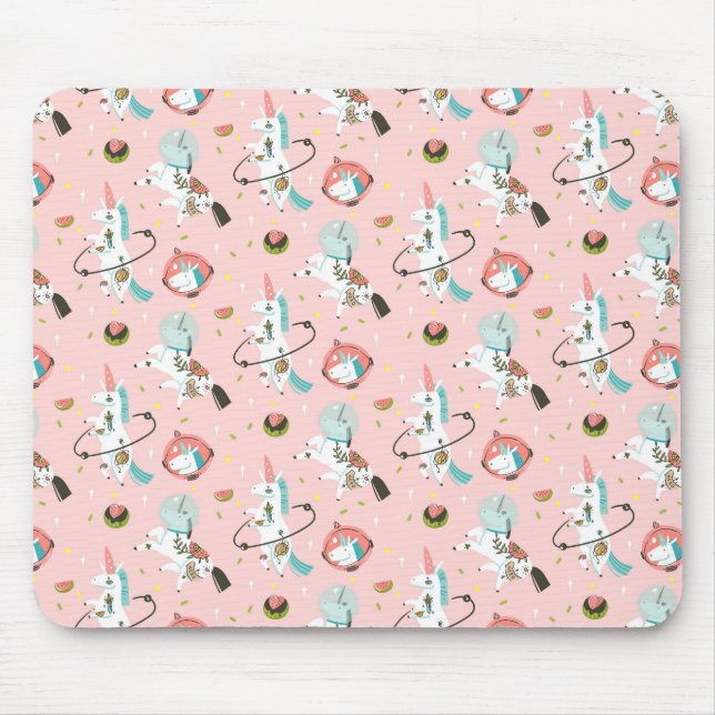 Unicorns In Space Pattern Mouse Pad (Front)