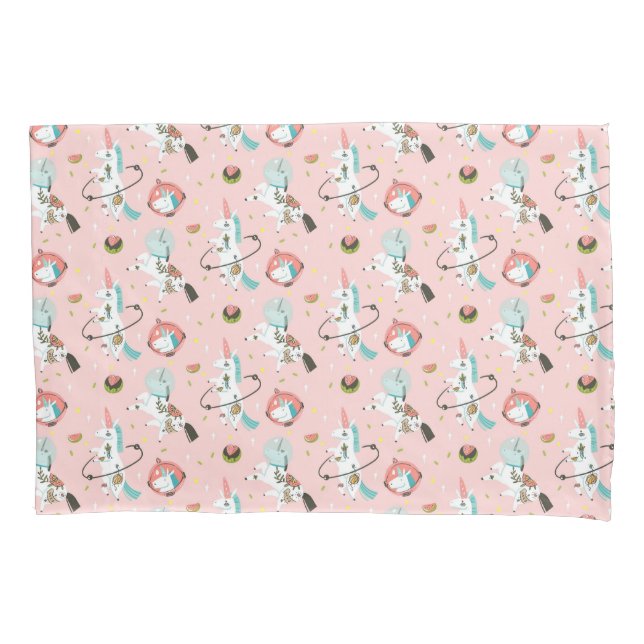 Unicorns In Space Pattern Pillowcase (Front-Left)