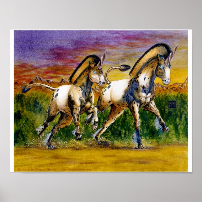Unicorns in Sunset Poster (Front)