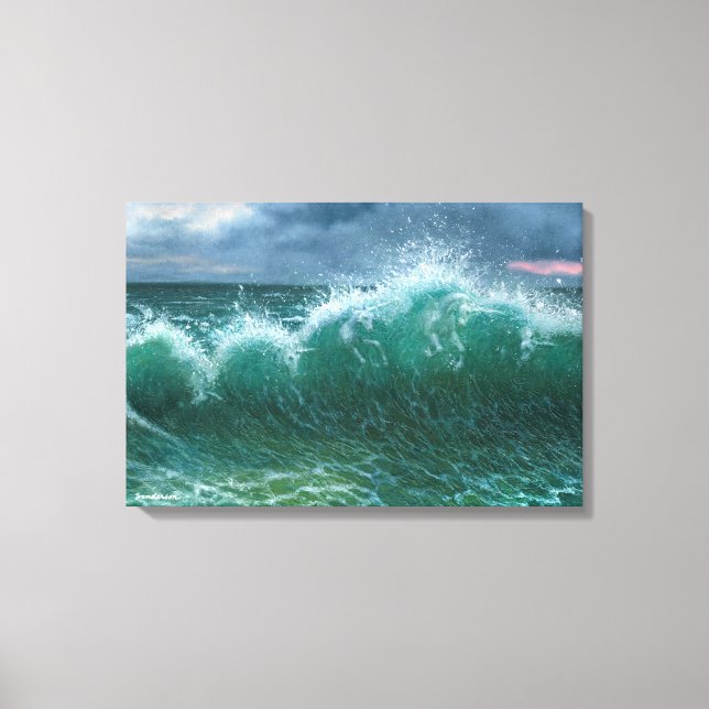 Unicorns in The Waves Canvas Print (Front)