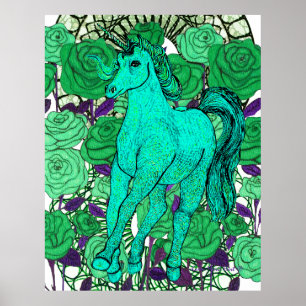 Unicorns Love Roses Poster