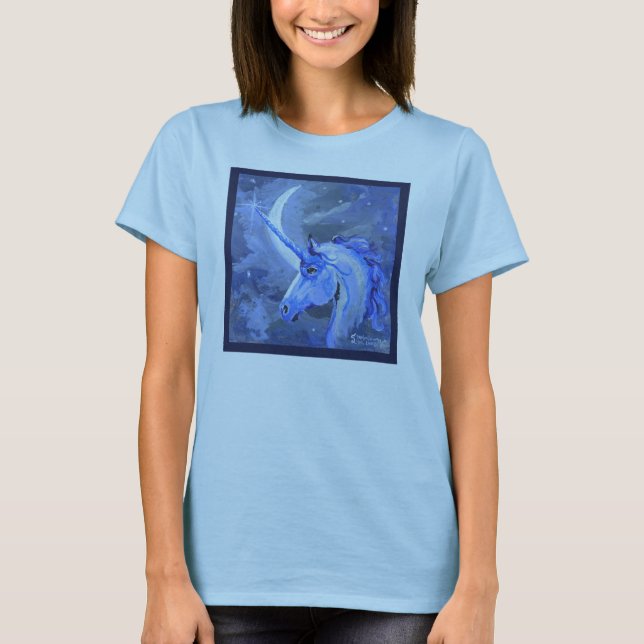 Unicorns Moons Lunar Pegasus Purple Blue Horse T-Shirt (Front)