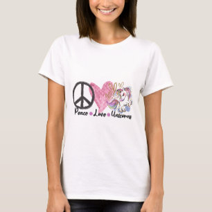 Unicorns Peace Love  T-Shirt