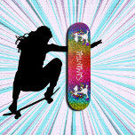 Unicorns Rainbow Iridescent Glitter  Skateboard<br><div class="desc">Unicorns Rainbow Glitter Skateboard When you need your color impact to over the top. “I see your true colors / And that's why I love you, " she sings. Unleash your inner unicorn ⭐This Product is 100% Customizable. *****Click on CUSTOMIZE BUTTON to add, delete, move, resize, changed around, rotate, etc......</div>
