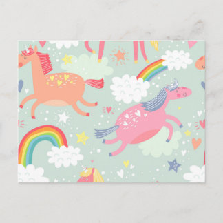 Unicorns & Rainbow Postcard