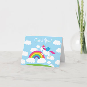 Unicorns & Rainbows Cute 1st Birthday Party Theme Card
