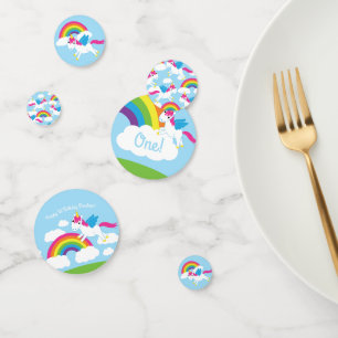Unicorns & Rainbows Cute 1st Birthday Party Theme Confetti