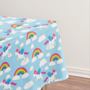 Unicorns & Rainbows Cute 1st Birthday Party Theme Tablecloth