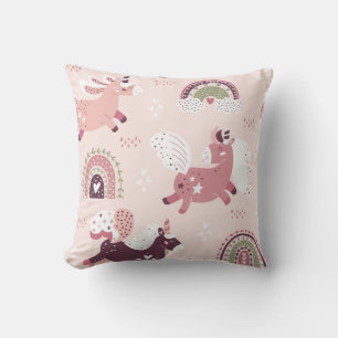 Unicorns Rainbows: Pastel Magic Background. Cushion