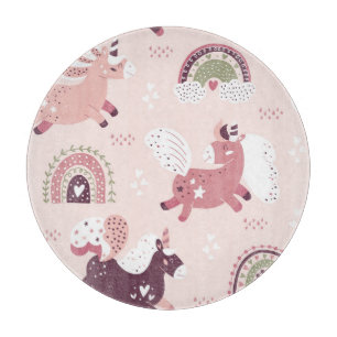 Unicorns Rainbows: Pastel Magic Background. Cutting Board