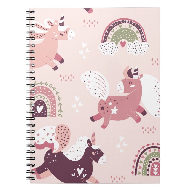 Unicorns Rainbows: Pastel Magic Background. Notebook (Front)