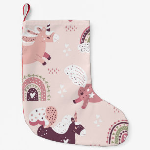 Unicorns Rainbows: Pastel Magic Background. Small Christmas Stocking