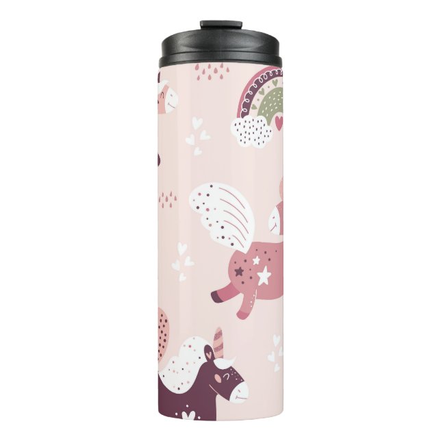 Unicorns Rainbows: Pastel Magic Background. Thermal Tumbler (Front)
