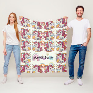 Unicorns & Rainbows Pattern Fleece Blanket