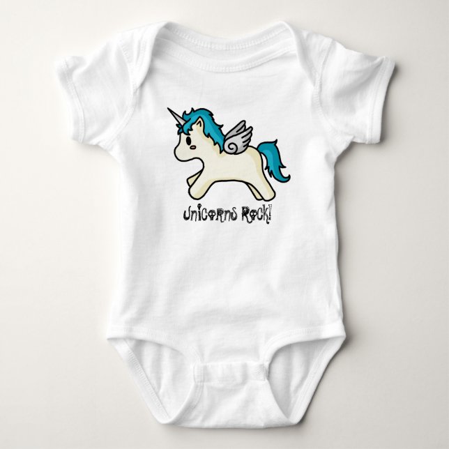 Unicorns Rock [Blue] Infant Creeper (Front)