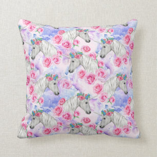 Unicorns & Roses Pattern Cushion