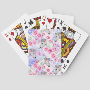 Unicorns & Roses Pattern Playing Cards