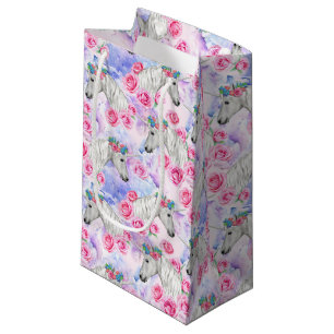 Unicorns & Roses Pattern Small Gift Bag