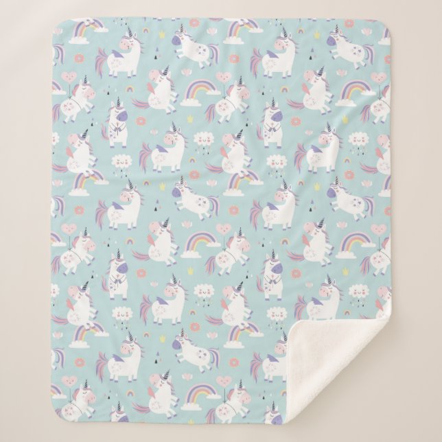 Unicorns Sherpa Blanket (Front)