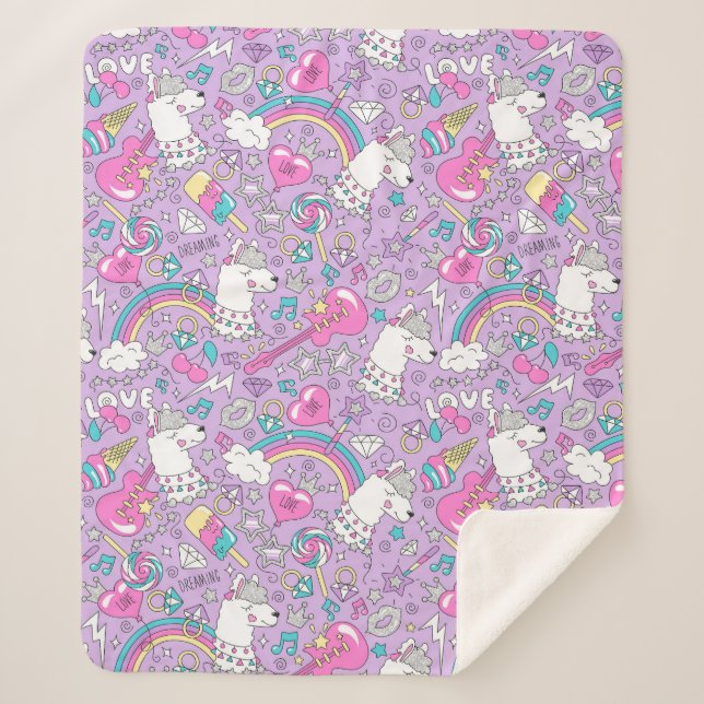 Unicorns Sherpa Blanket (Front)