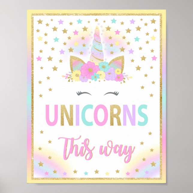 Unicorns this way sign, Unicorn sign (Front)