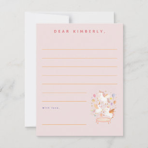 Unicorns Trampoline Birthday Party Note or Message Card